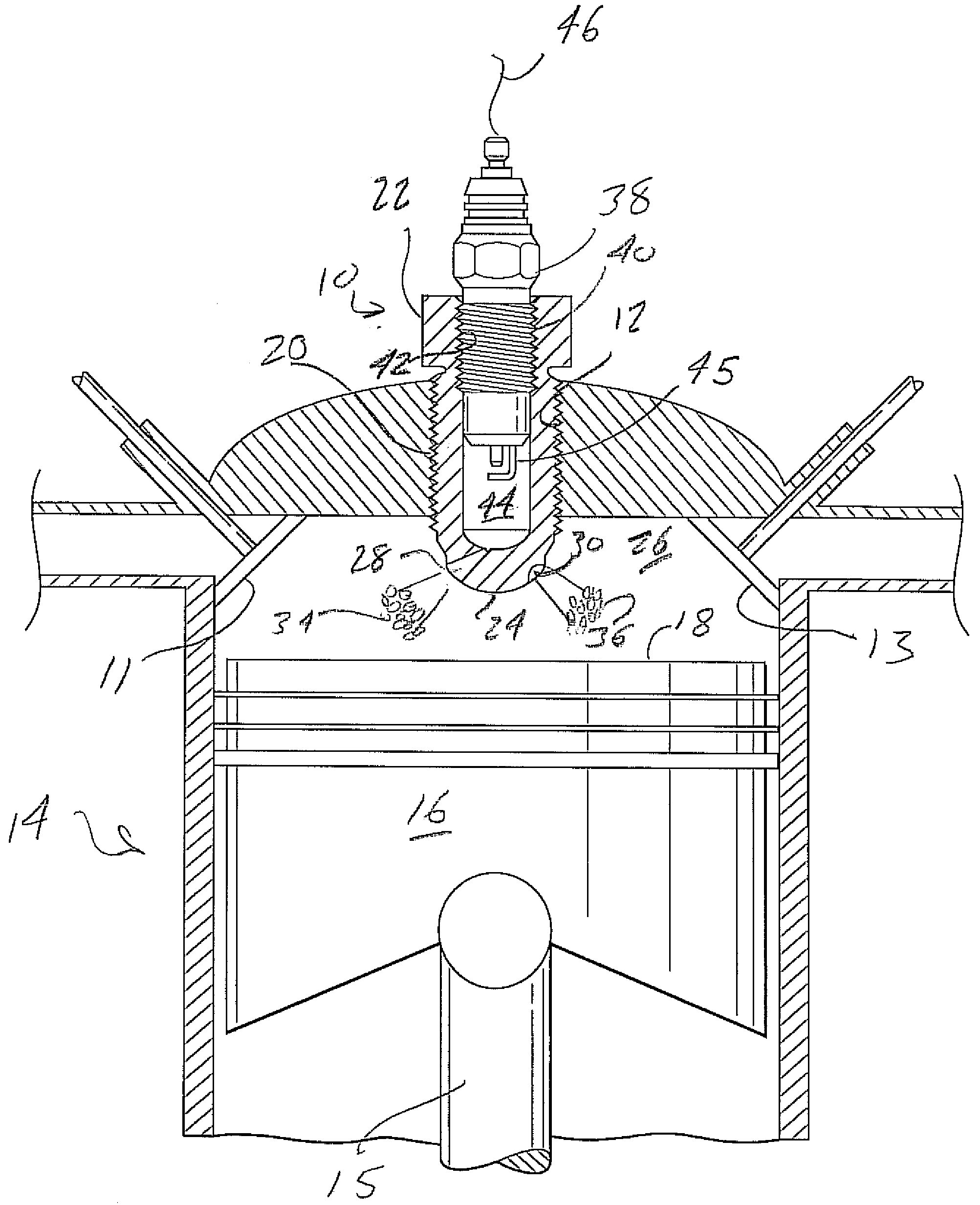 Spark to flame conversion unit, such as employed with an existing spark plug or heat source supplied glow plug for accomplishing more efficient piston combustion