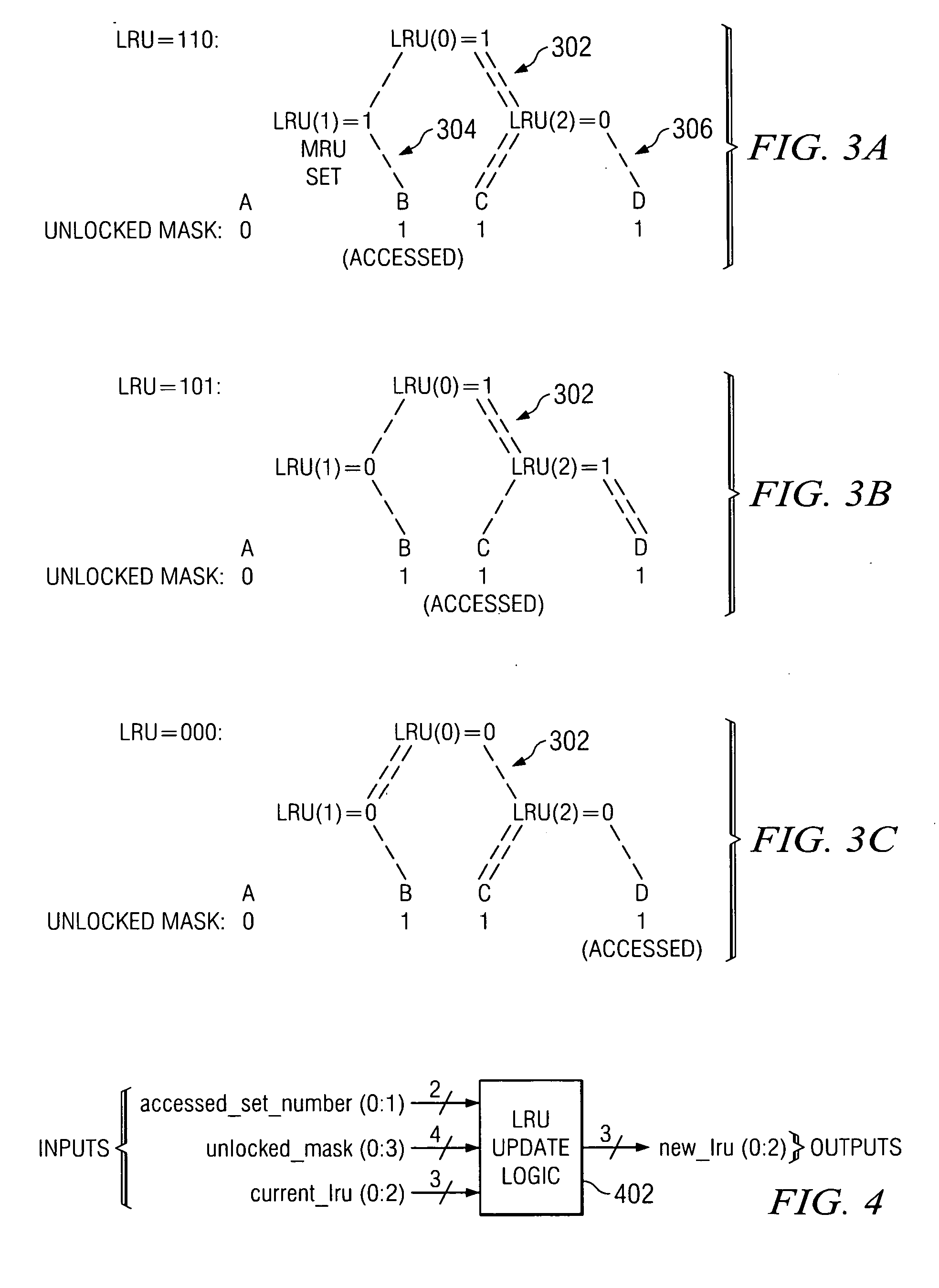 Method for data set replacement in 4-way or greater locking cache