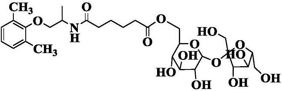 Method for synthesizing N-(5-sucrose ester valeryl)mexiletine online by lipozyme catalysis