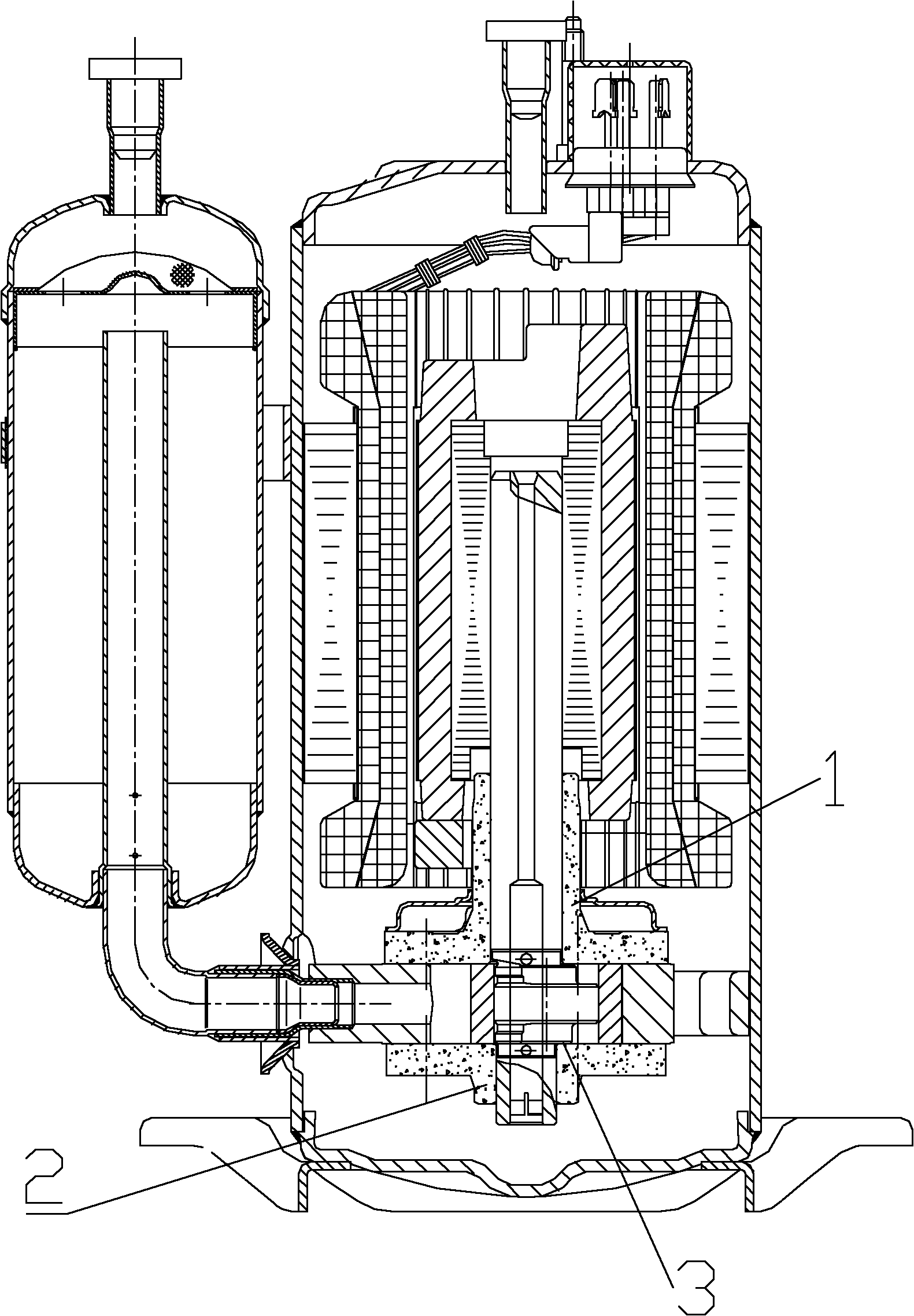 Rotary supporting lubrication structure of rotary type compressor