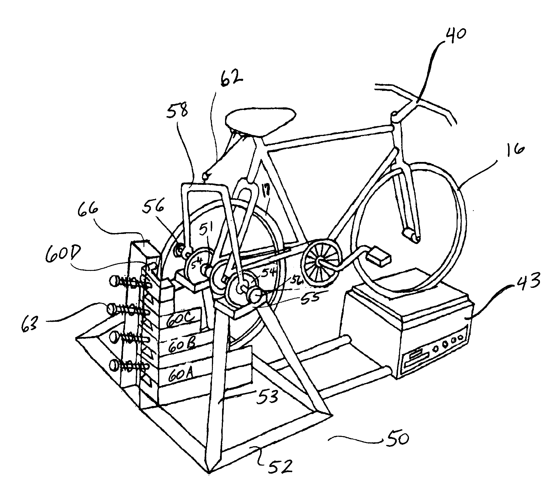 Bicycle trainer with variable magnetic resistance to pedaling