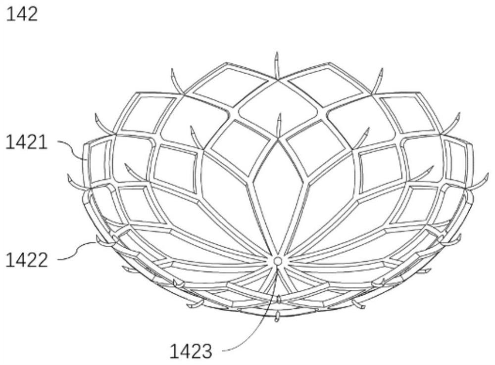 Mitral valve device implanted through atrial septum and implantation method