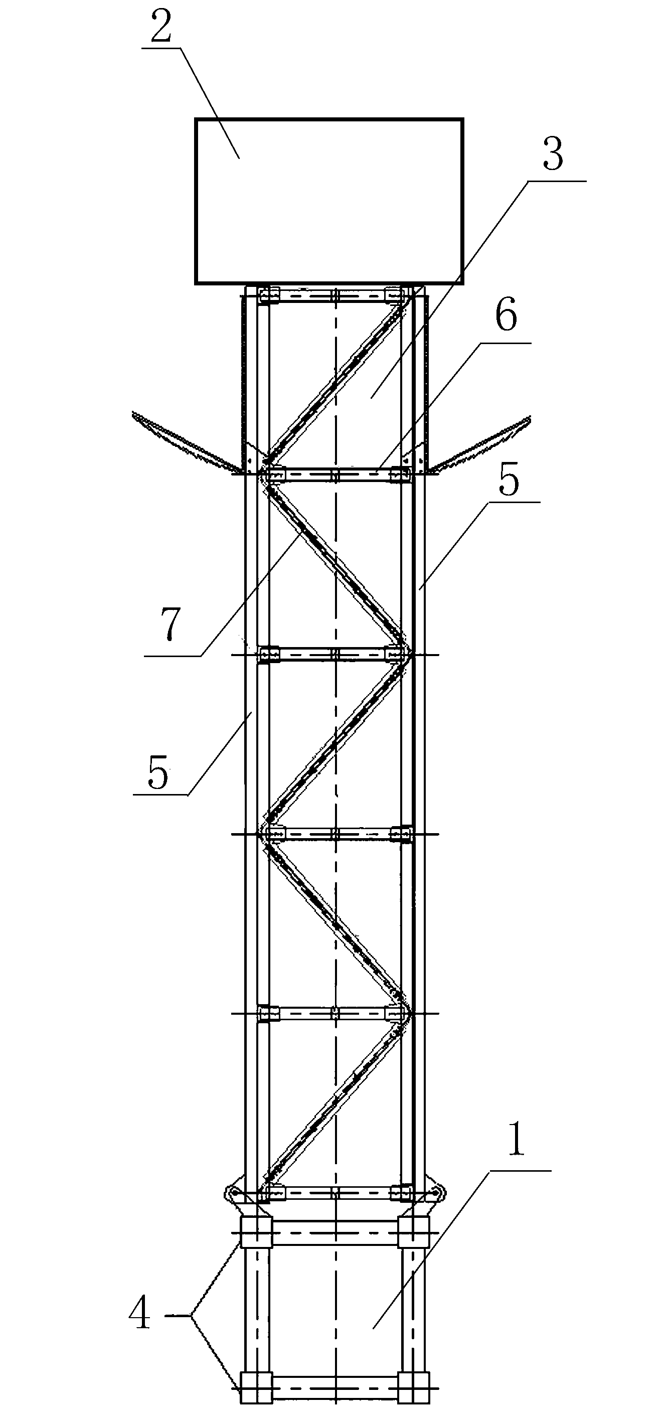 Wall-attaching structure of tower crane for high-rise building