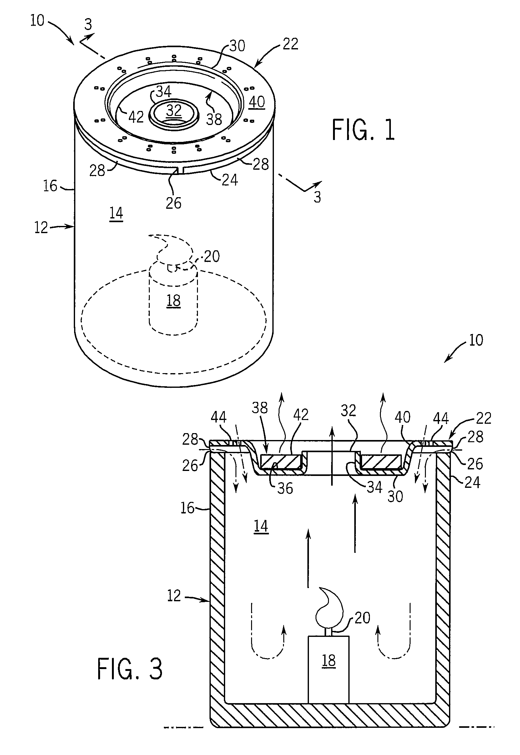 Candle with lid for dispensing an air treatment chemical