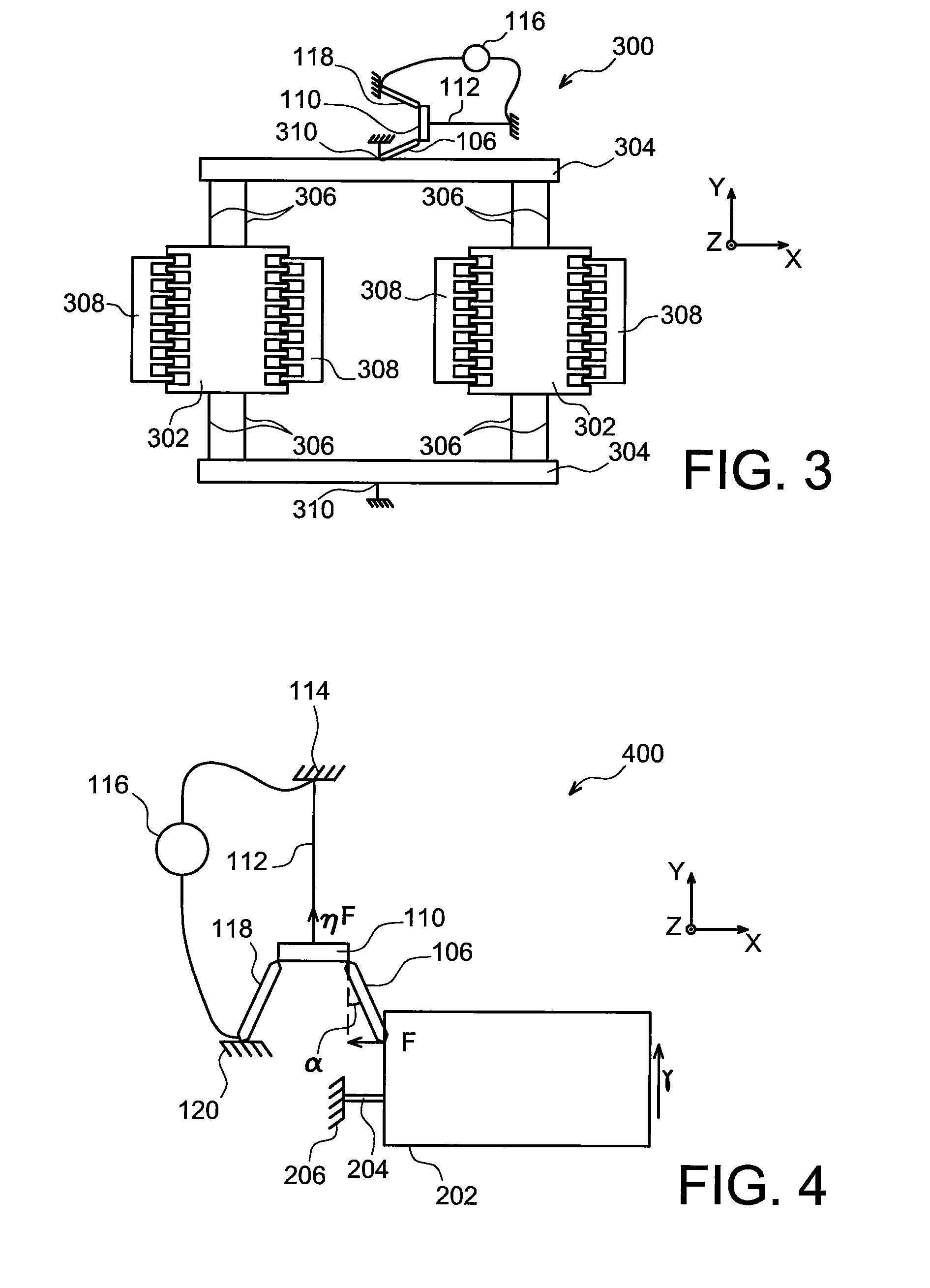 Device with detection by suspended piezoresistive strain gauge comprising a strain amplifier cell