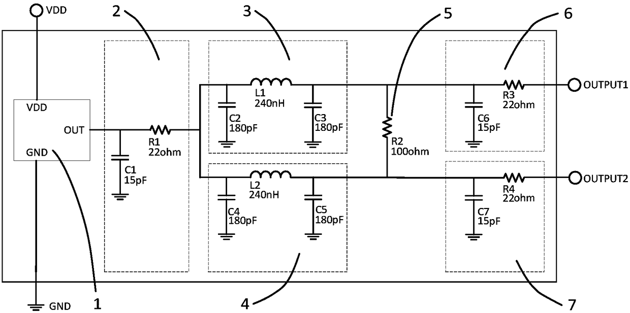 Power division isolation filter circuit