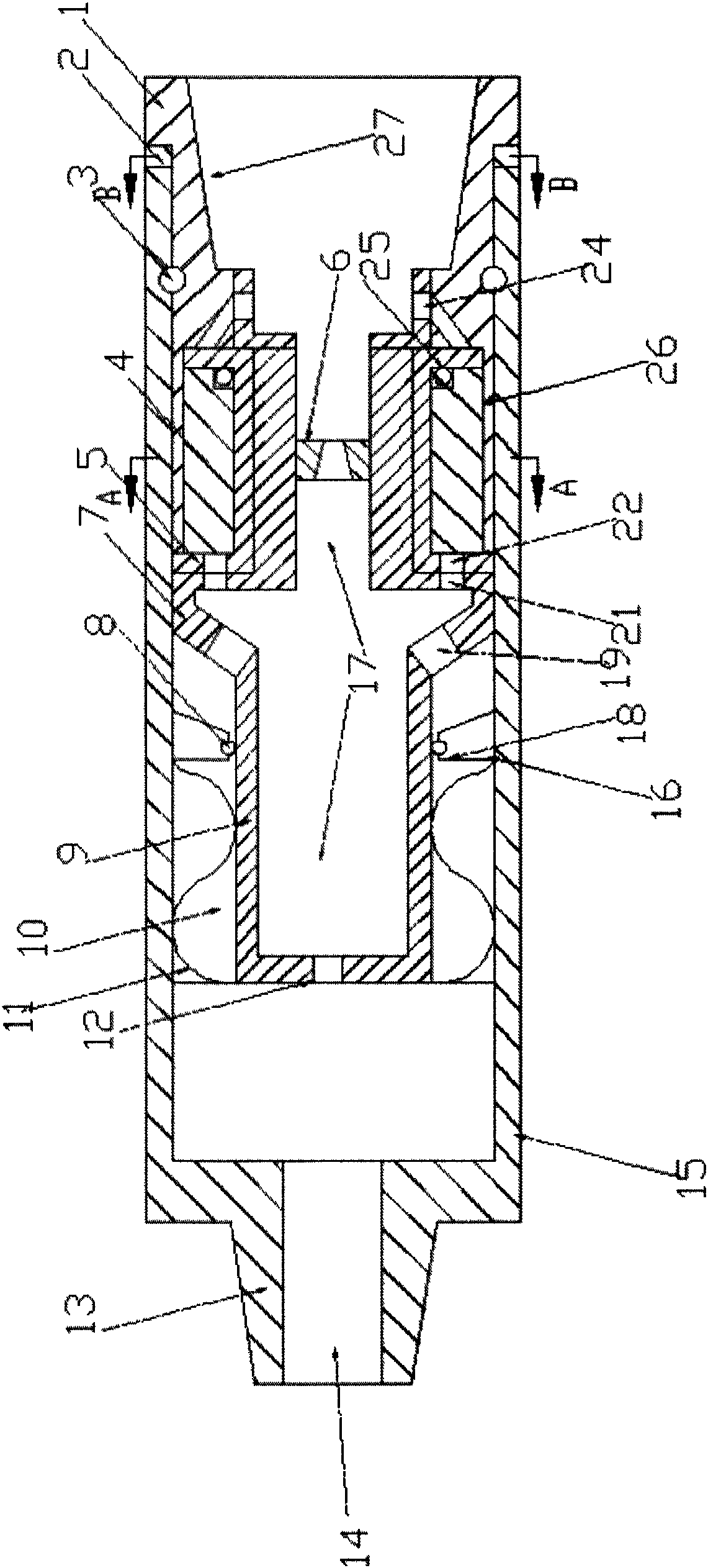 Realization method and structure of a rotary valve reversing type hydrodynamic circumferential impactor