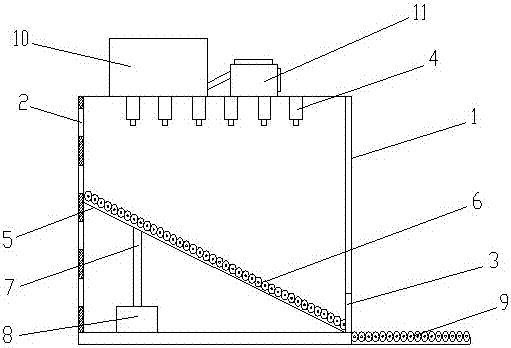 Cleaning case with lifting movable conveying rolling machine inside to adjust water pressure