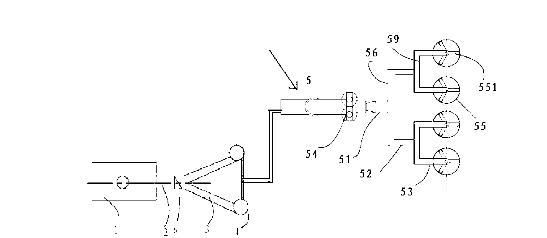 Pulverizing split-flow collecting device