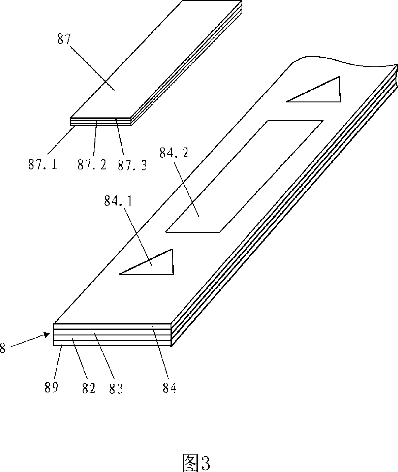 Film for railing belt surface of escalator and its sticking and tearing off method