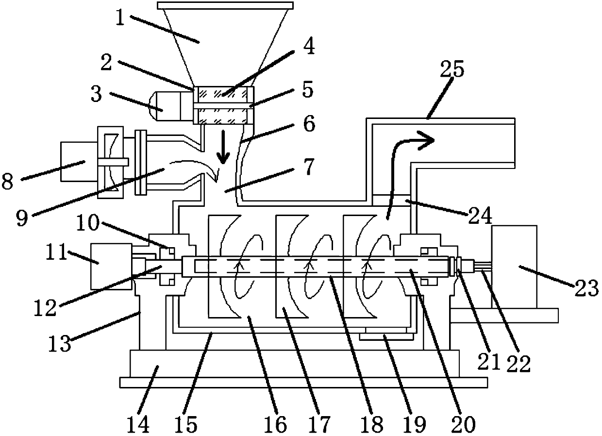 Horizontal feed crushing and blowing device with iron removal function