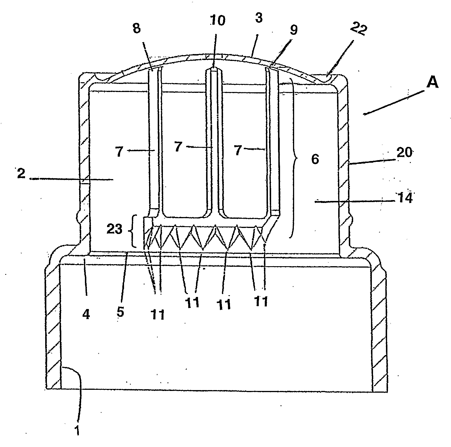 Dispensing Closure Having Membrane Opening Device With Cutting Teeth