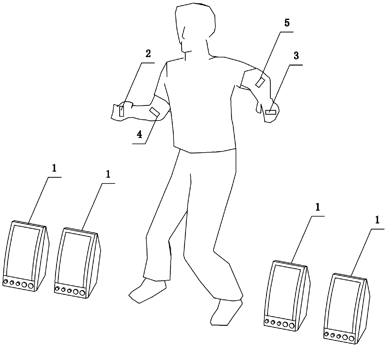 An automatic beat playing device for chest clapping dance