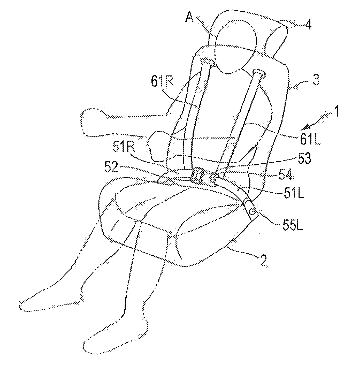 Four-point seat belt device