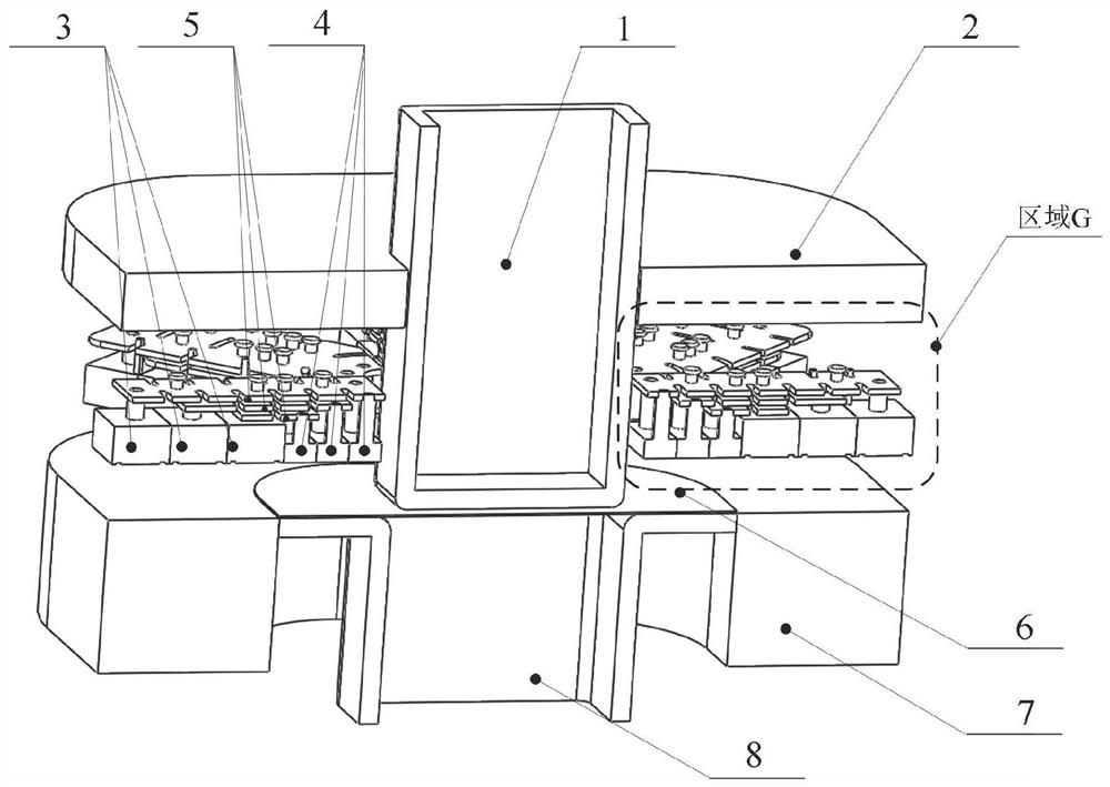 Distributed blank-holding force generating device and control method for electro-permanent-magnet composite box-type stamping process