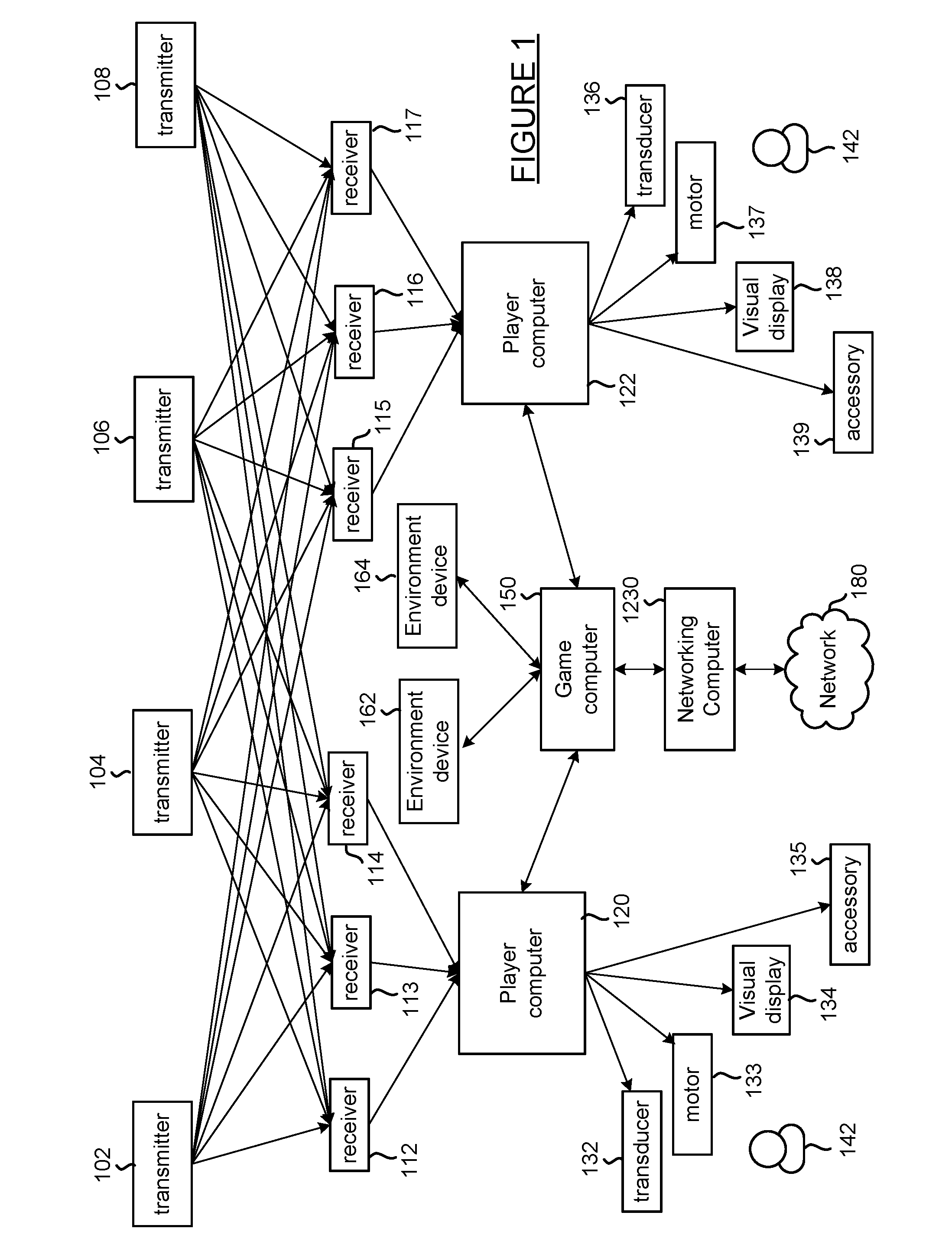 Wideband transmitter for position tracking system in combined virtual and physical environment