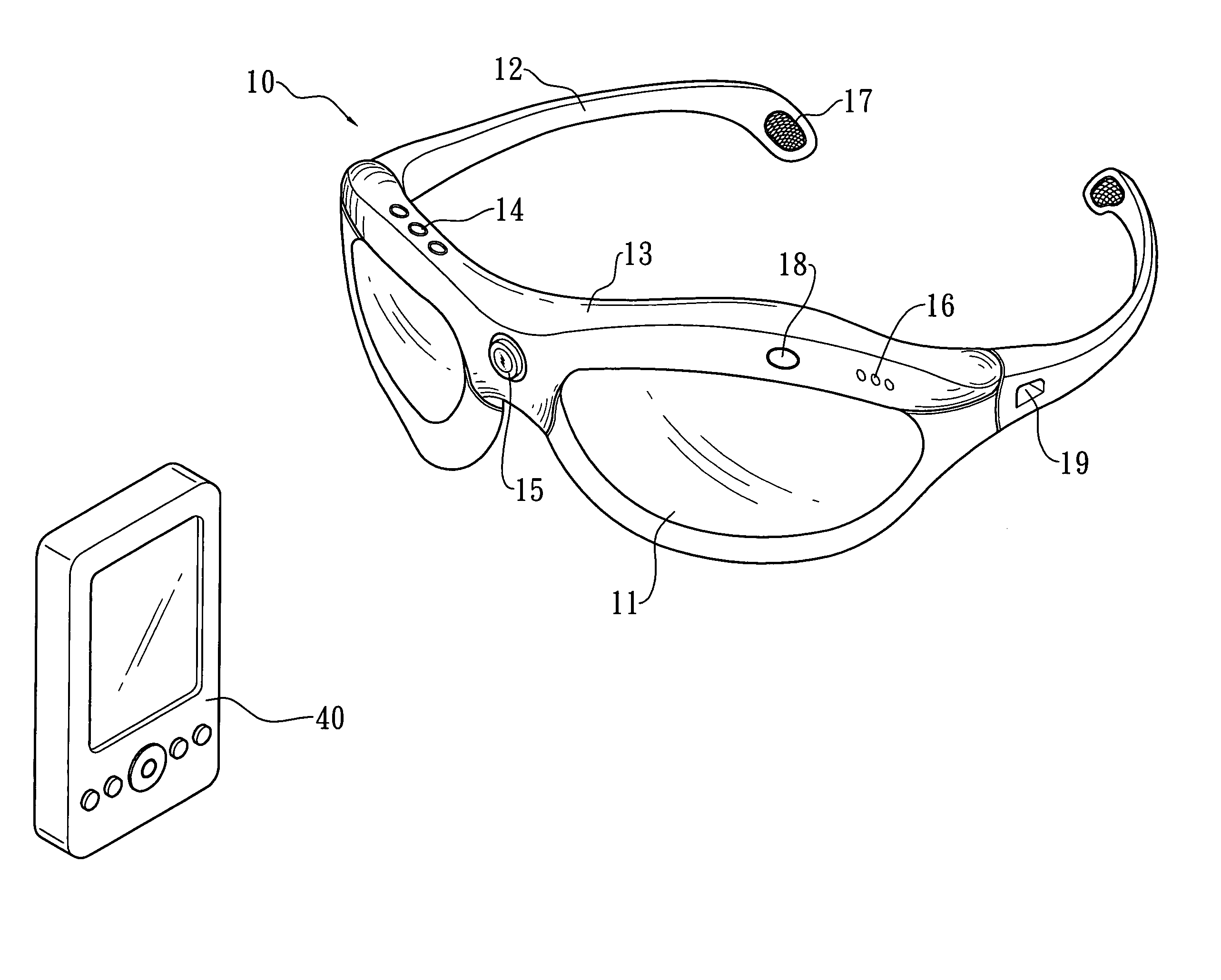 Glasses type audio-visual recording apparatus