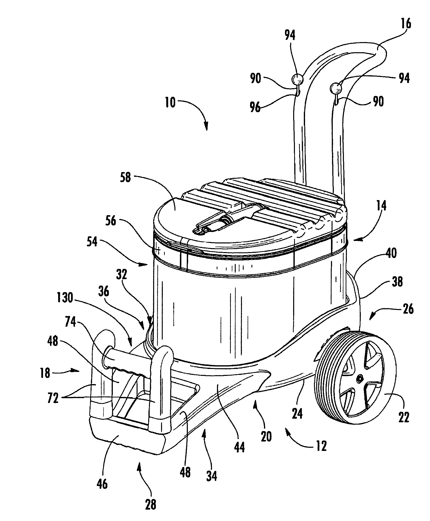 Cooler assembly having inflatable wall