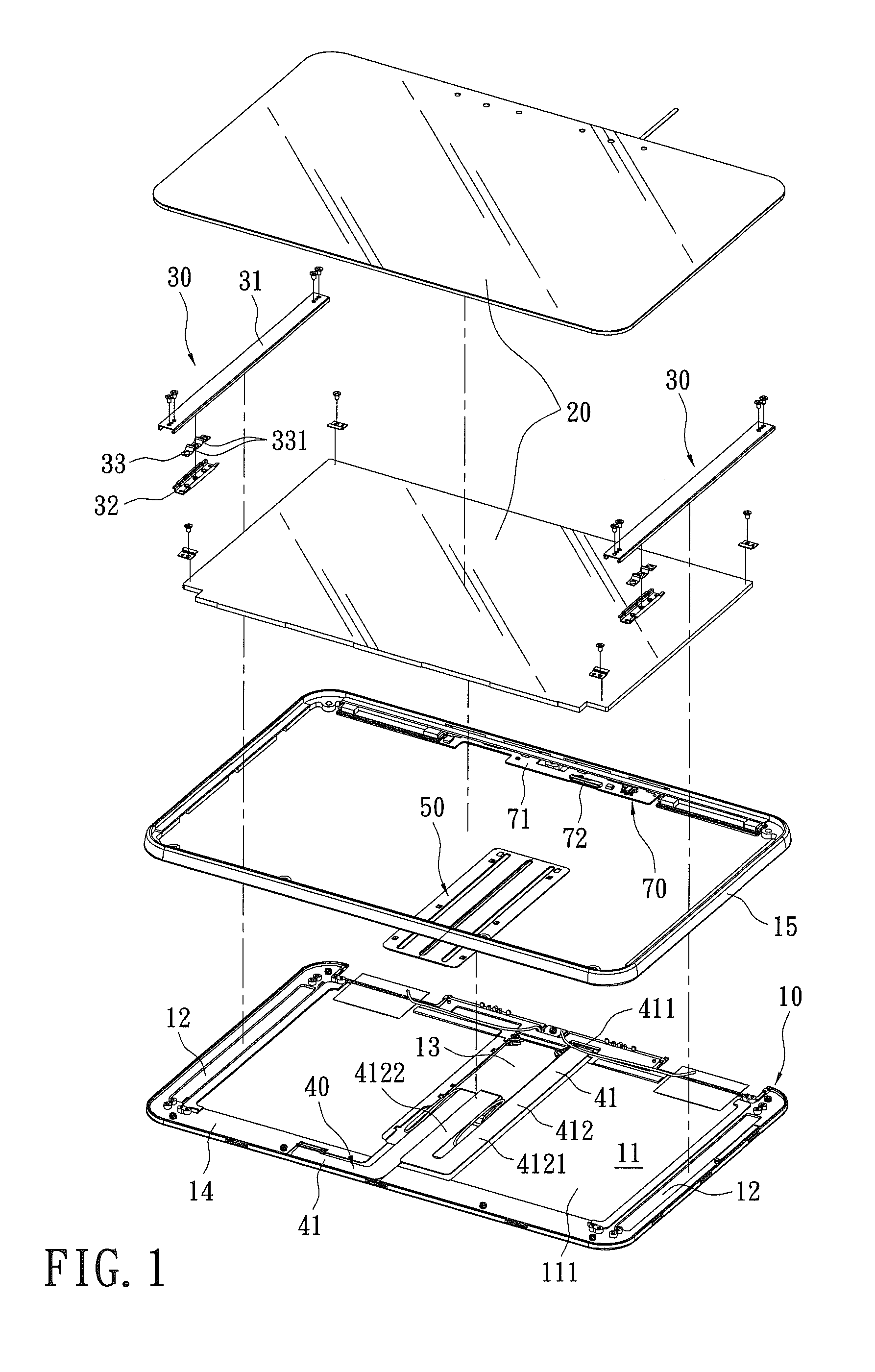 Display structure of slip-cover-hinge electronic device