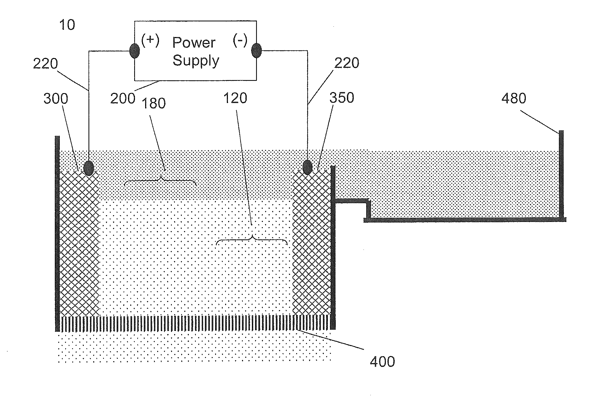 Electrolytic system and method for filtering an aqueous particulate suspension