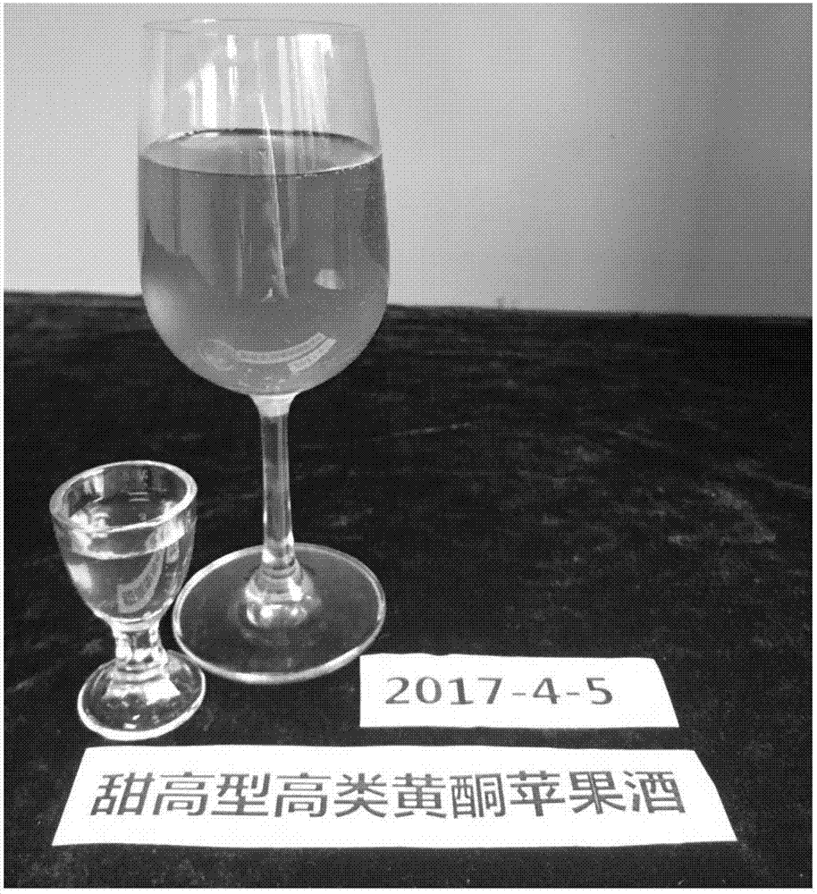 Highly sweet type high-flavonoid apple wine and preparation method thereof