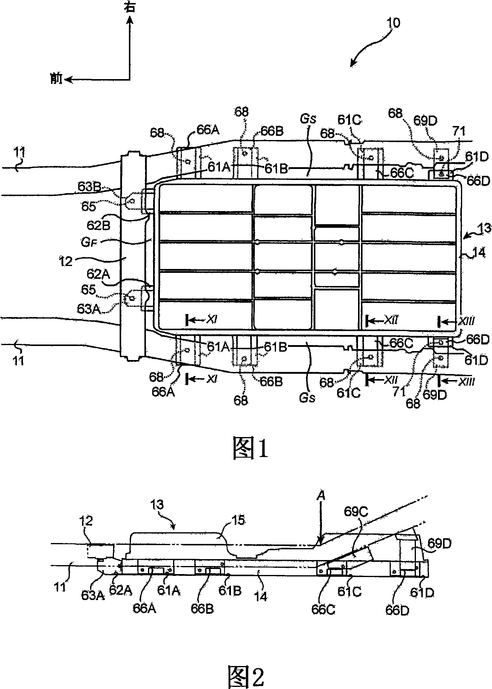 Structure for mounting batteries onto electric vehicles