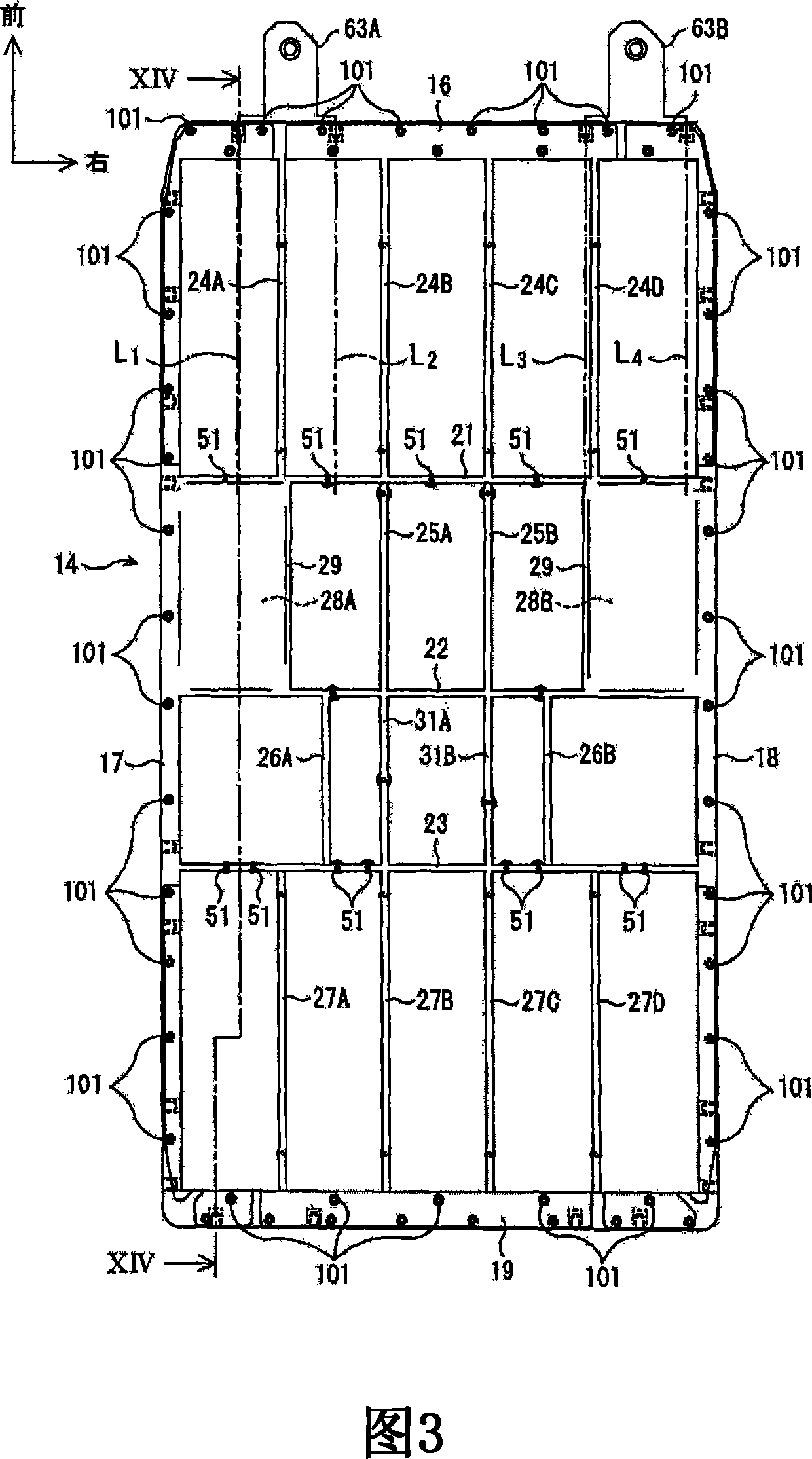 Structure for mounting batteries onto electric vehicles