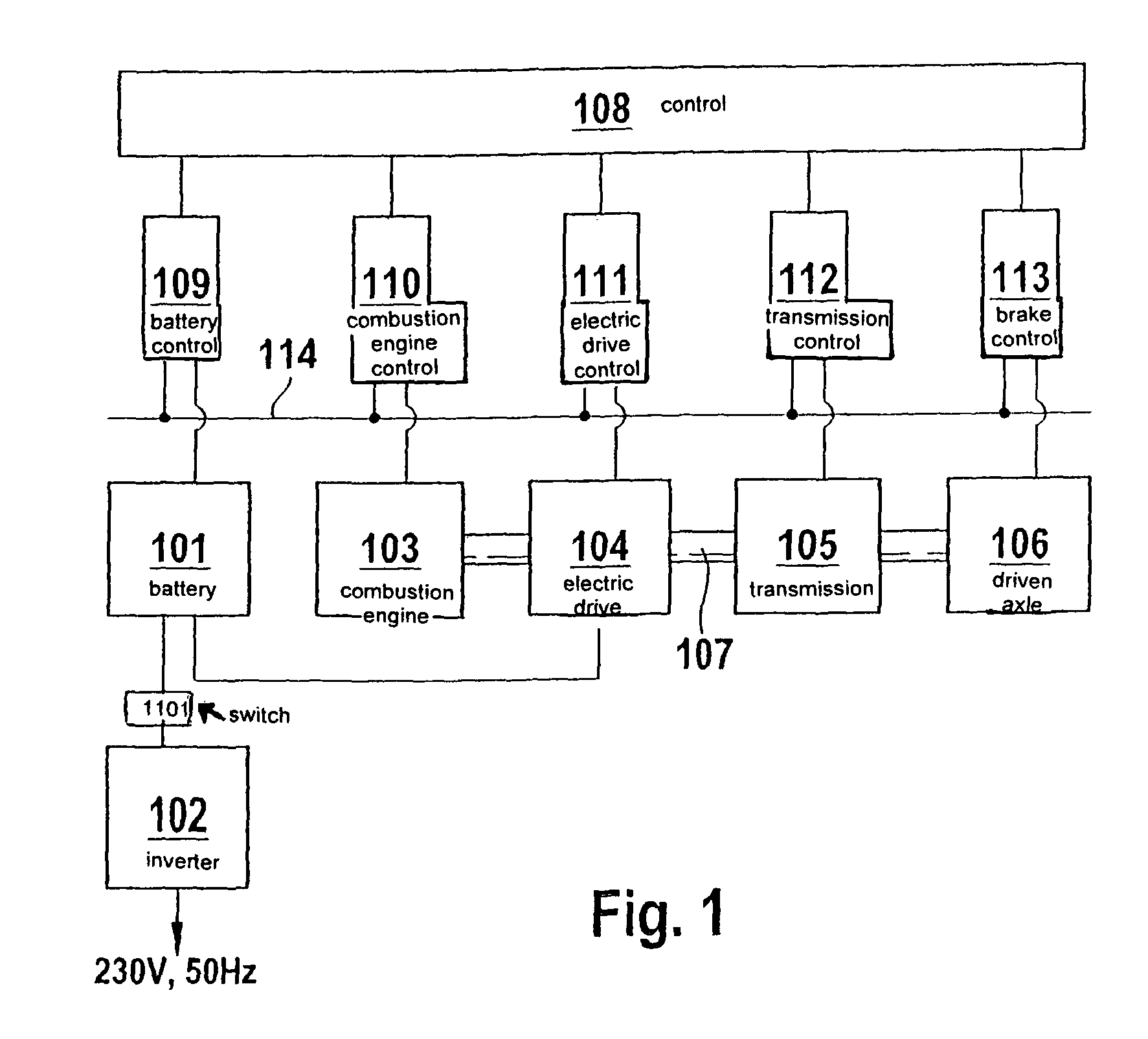 Method for controlling a generation of an alternating current in a vehicle