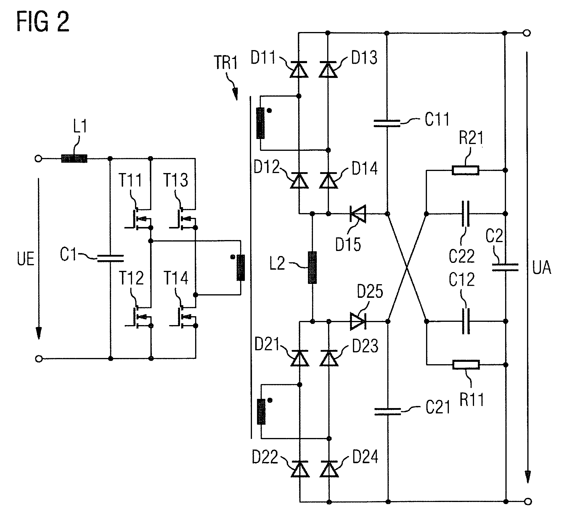 Powering unit with full bridge and wide adjusting range circuit