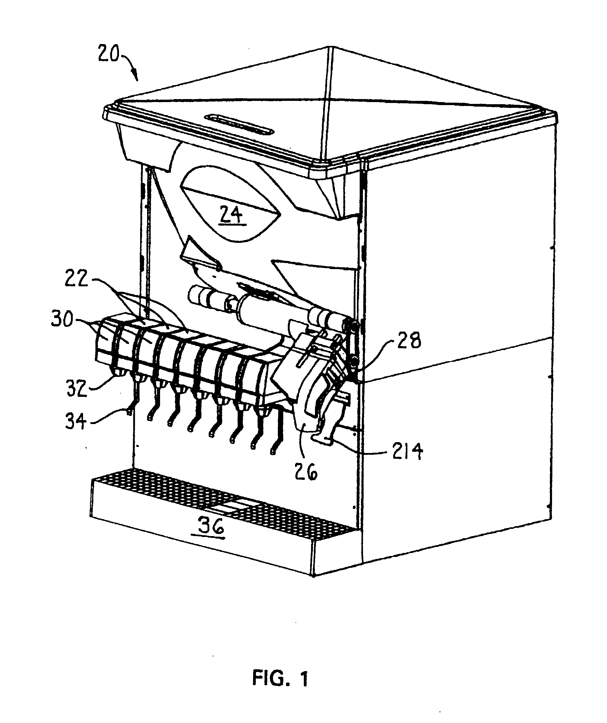 Beverage and ice dispenser capable of selectively dispensing cubed or crushed ice