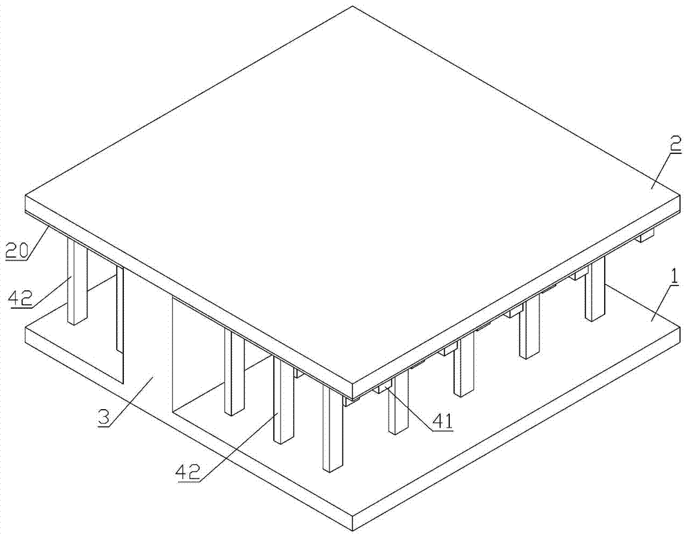 Concrete hollow double-layer floor and construction method thereof