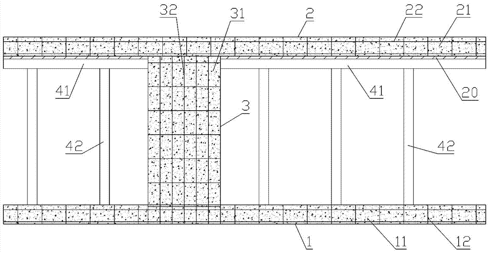 Concrete hollow double-layer floor and construction method thereof