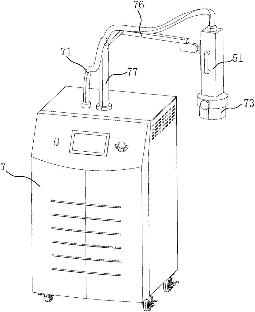 A thermal shock system and a thermal shock machine provided with the system