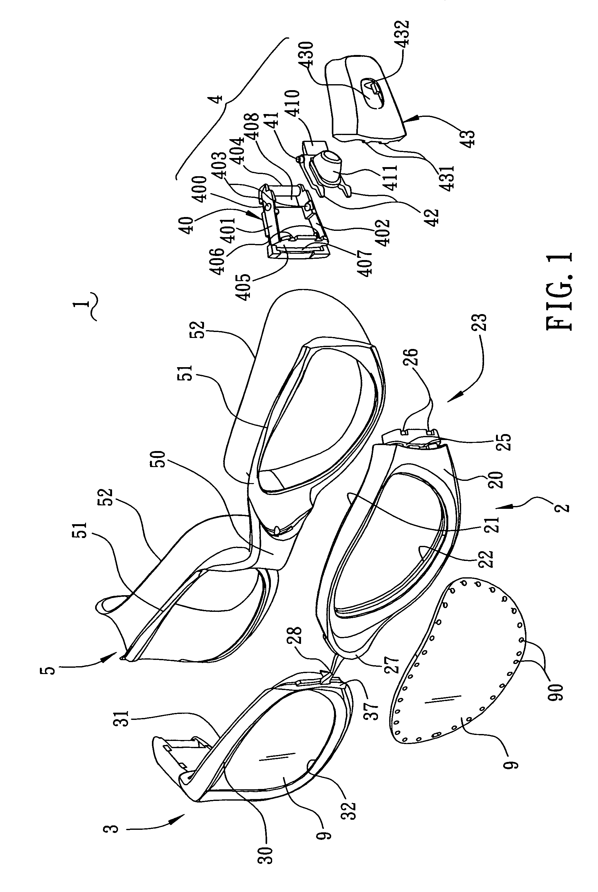 Swimming goggles with strap adjusting device