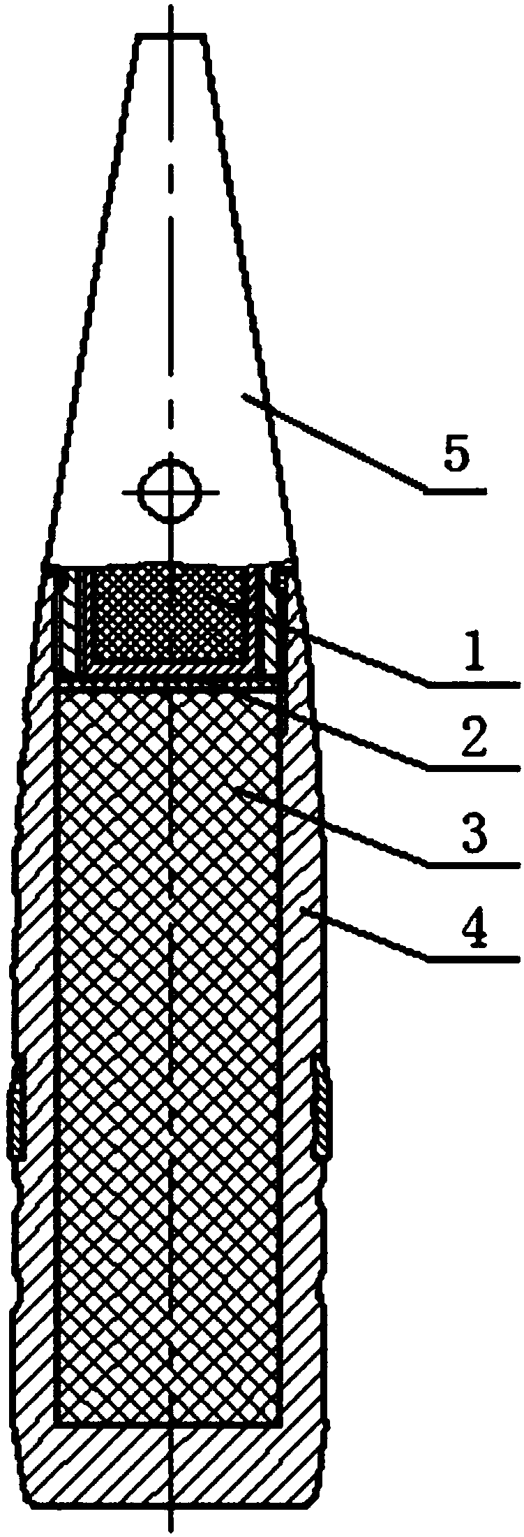 Projectile internal charging structure for preventing flame-over ignition of fuse in explosive-proof state