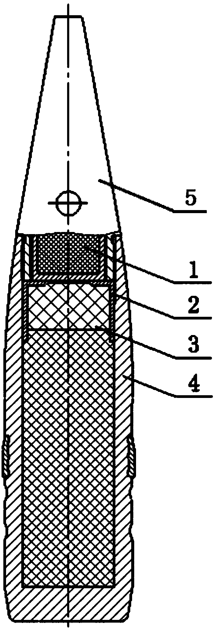 Projectile internal charging structure for preventing flame-over ignition of fuse in explosive-proof state