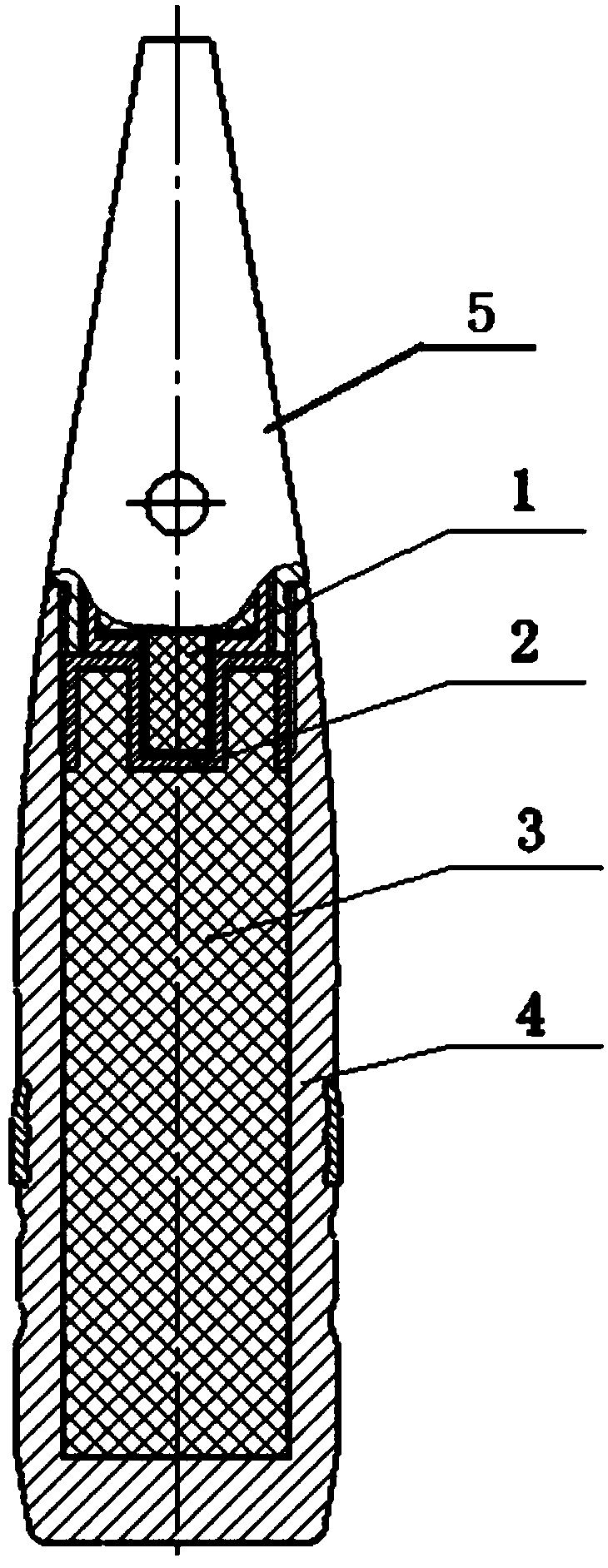 Projectile internal charging structure for preventing flame-over ignition of fuse in explosive-proof state
