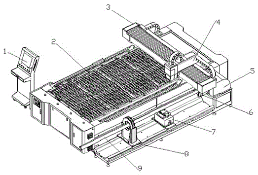 A transparent manual clamping support frame for a rectangular tube plate laser cutting machine