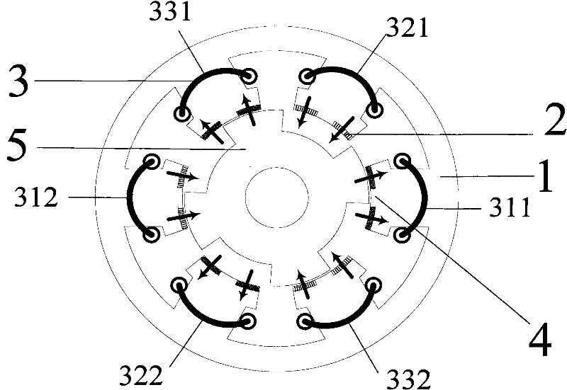 Stator surface mounted doubly salient permanent magnet motor with auxiliary salient pole