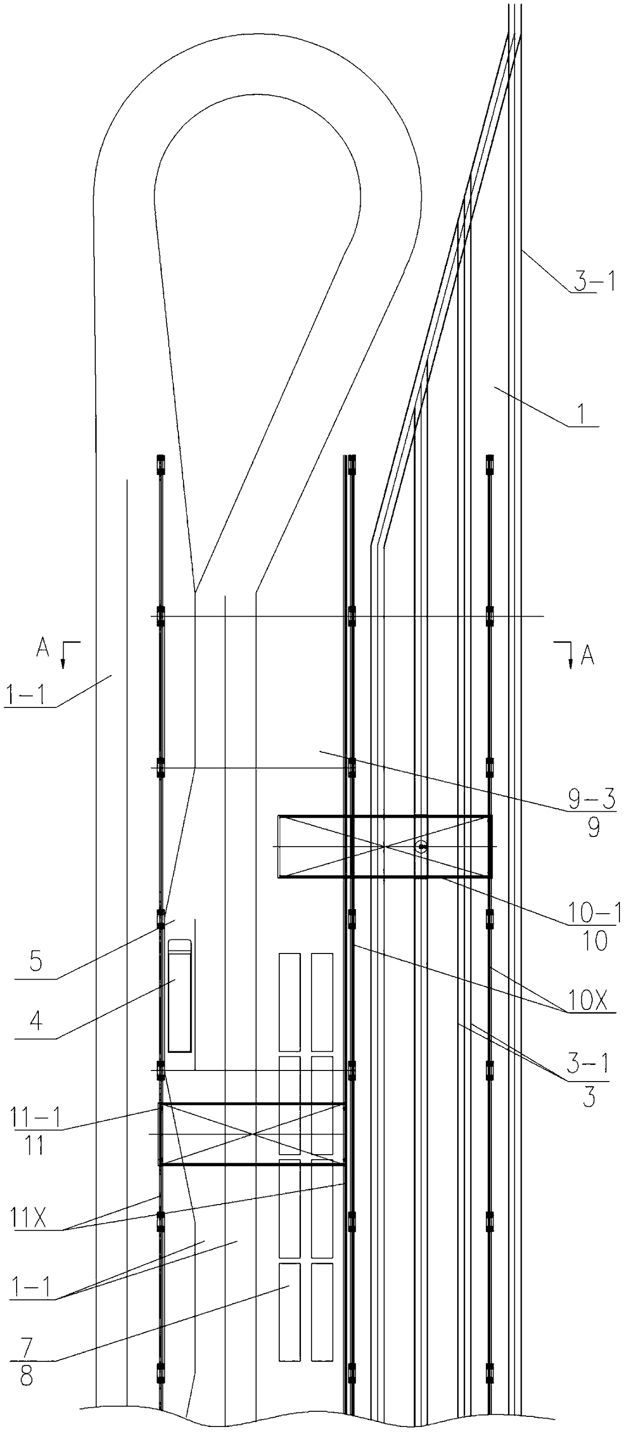 Railway container freight yard and delivery device thereof