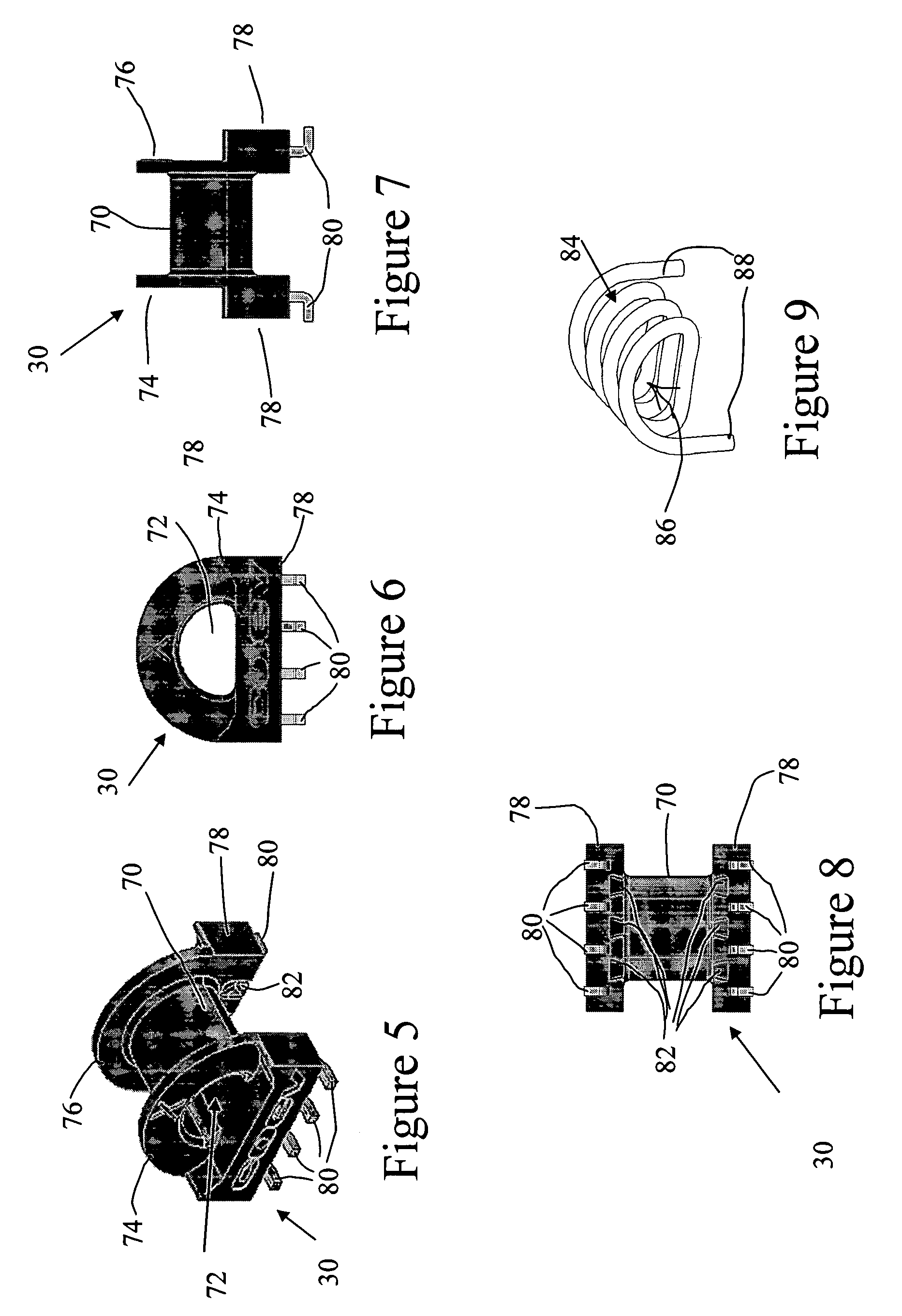 Transformer or inductor containing a magnetic core having abbreviated sidewalls and an asymmetric center core portion