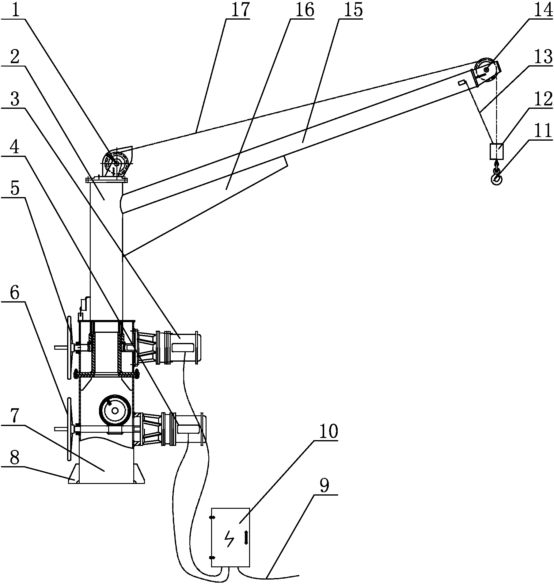 Hand-operated and electric integrated crane