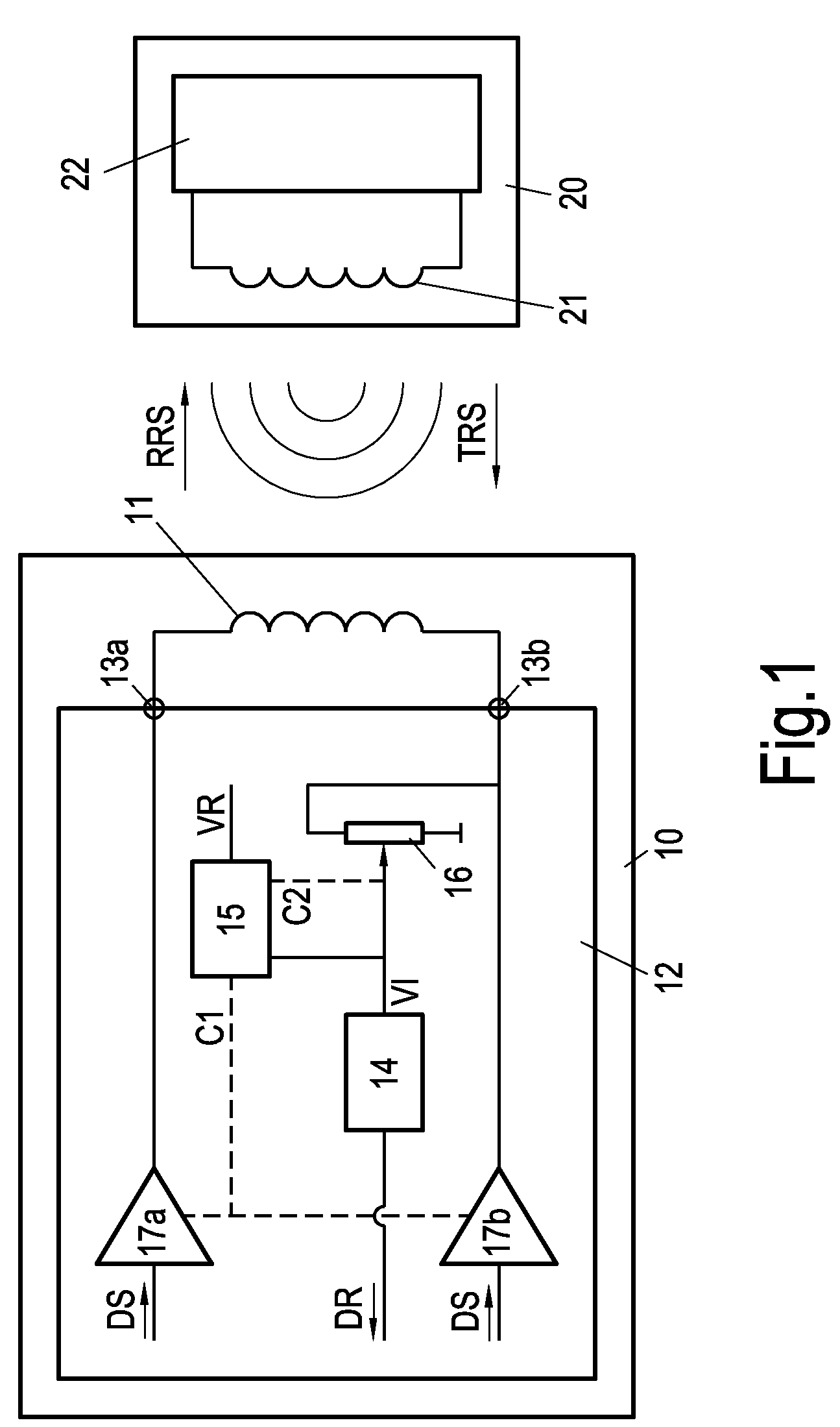 Electronic circuit for a contactless reader device