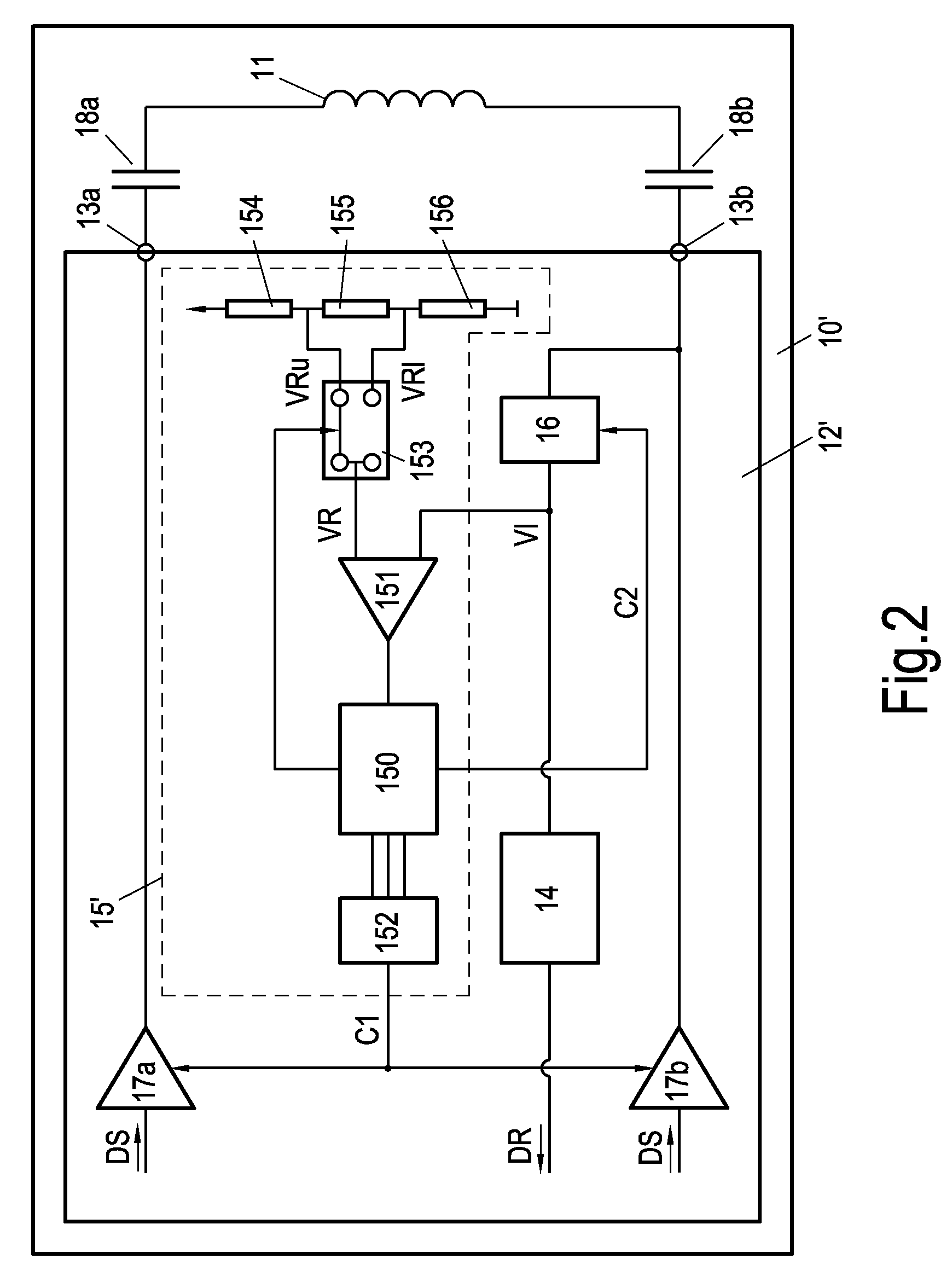 Electronic circuit for a contactless reader device