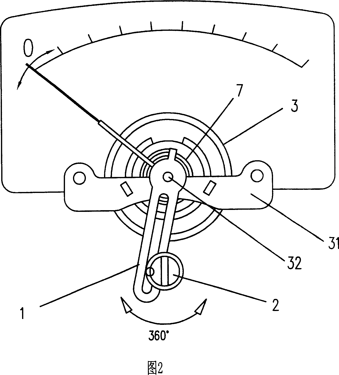 Zero-setting device for electrical measuring instrument and method for raising air breakdown-resisting voltage value of electric measuring instrument