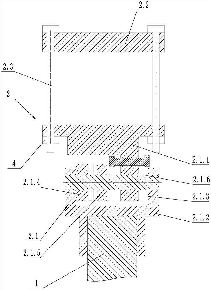 An installation and fixing device for a transmission line tower holding a pole