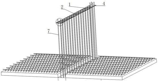 Hollow shear wall vertical reserved steel bar fixing device and construction method thereof