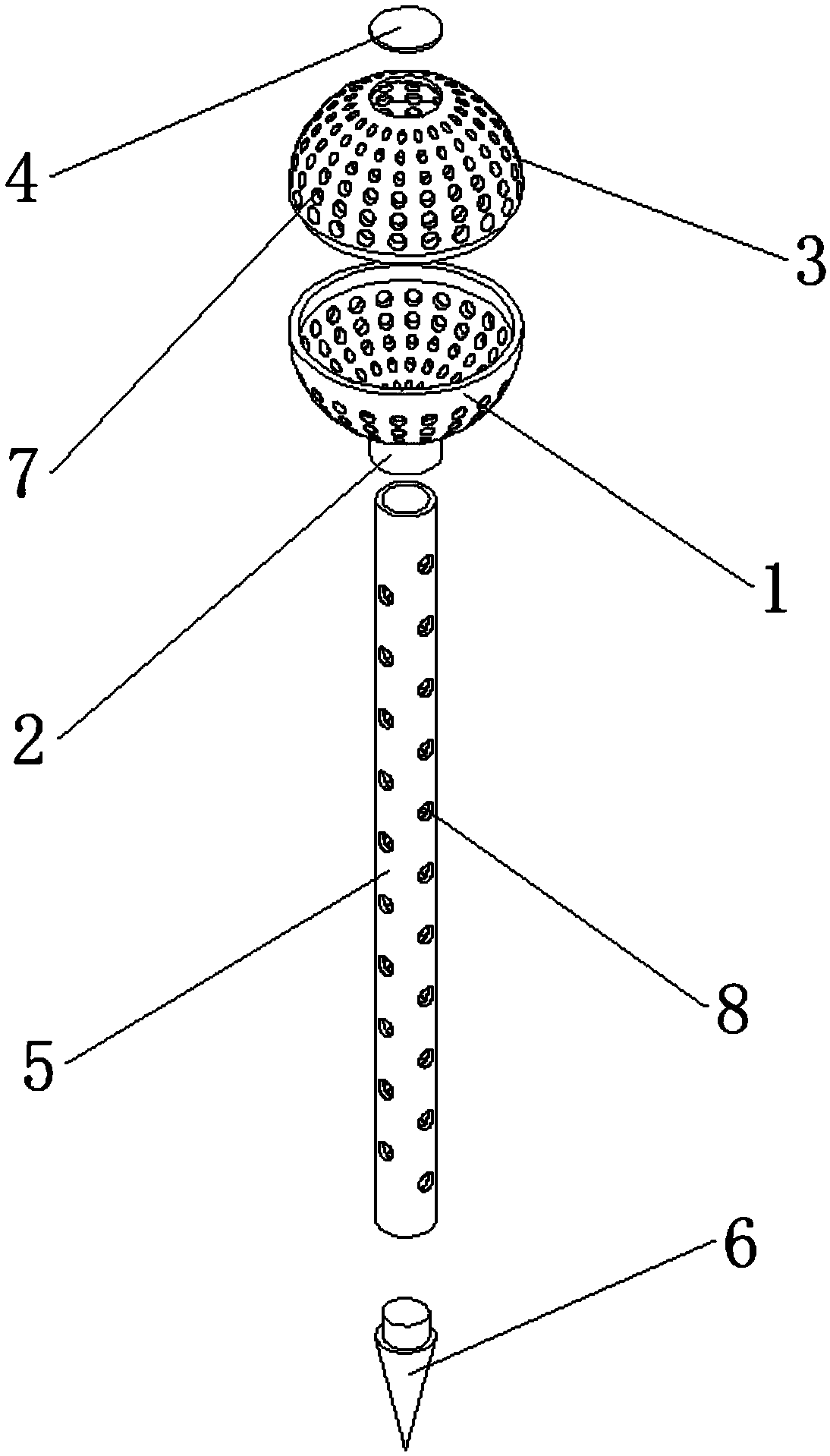 Semi-pre-buried soil restoration sphere and using method thereof