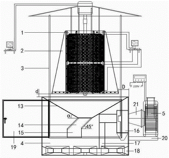 Cyclone-sealed air-absorption spectral light excitation-induced locust trapping device