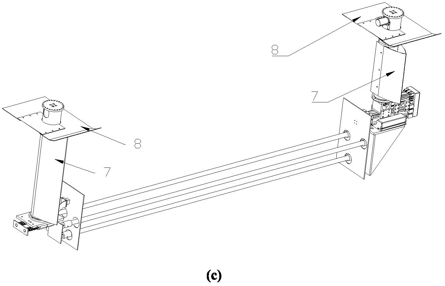 A vortex-induced simulation test device for a deep-sea riser array model subjected to pretension under uniform flow